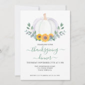 Witte pompoen Eucalyptus Sunflower Thanksgiving Kaart (Voorkant)