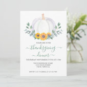 Witte pompoen Eucalyptus Sunflower Thanksgiving Kaart (Staand voorkant)