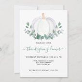 Witte pompoen Eucalyptus Thanksgiving Dinner Kaart (Voorkant)