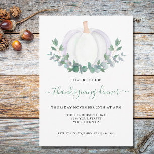 Witte pompoen Eucalyptus Thanksgiving Dinner Kaart