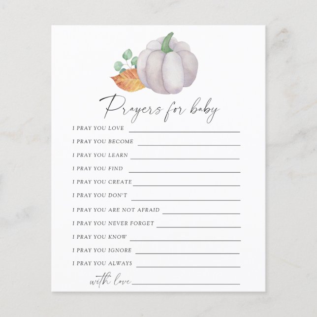 Witte pompoen - Feestspel | gebeden voor babyspel (Voorkant)