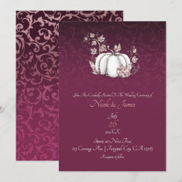 Witte Pompoen Framboos Roze Goud Elegante Trouw Kaart