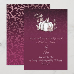 Witte Pompoen Framboos Roze Goud Elegante Trouw Kaart