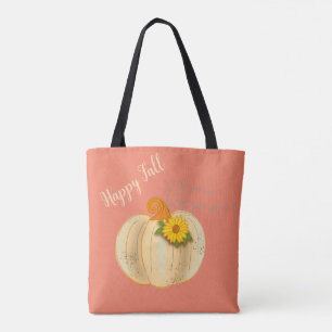 Witte Pompoen Gelukkig Herfst Boodschappentas Mark Tote Bag