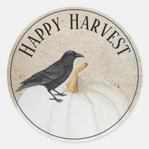 Witte Pompoen Gelukkig Oogst Ronde Sticker