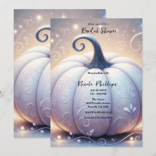 Witte Pompoen Glow Sparkel Lichtjes Bruidsdouche Kaart