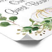 Witte Pompoen Groene Begroeting Teken Ons Gast Poster (Hoek)