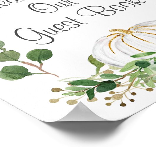 Witte Pompoen Groene Begroeting Teken Ons Gast Poster (Hoek)