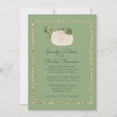 Witte Pompoen Groene Trouw Uitnodiging (Voorkant)
