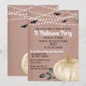 Witte Pompoen Halloween Feest Kaart (Voorkant / Achterkant)