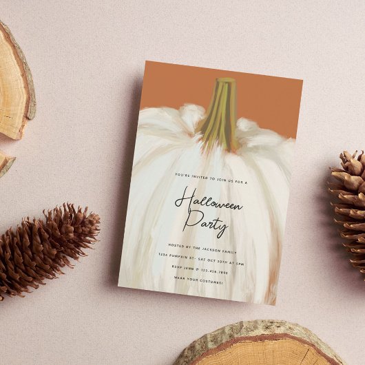 Witte pompoen Halloween Party Kaart