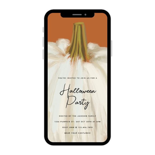 Witte pompoen Halloween Party Kaart