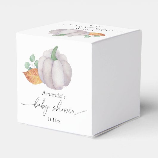 Witte pompoen herfst baby shower bedankdoosjes (Achterkant)