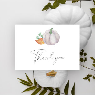 Witte pompoen herfst baby shower - bedankkaart