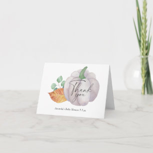 Witte pompoen herfst baby shower - bedankkaart