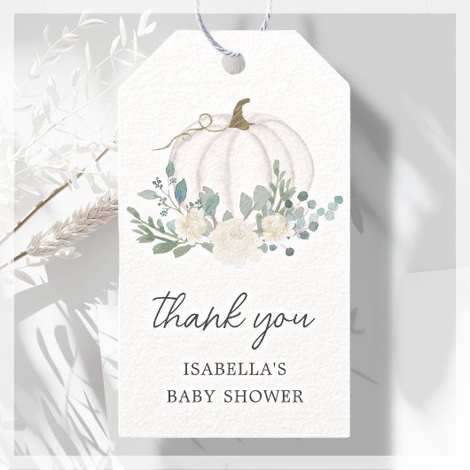 Witte pompoen | Herfst Baby shower Bedankt Favor Cadeaulabel