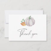 Witte pompoen herfst baby shower - Dank u kaart (Voorkant)