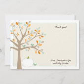 Witte pompoen herfst baby shower dank u uw opmerki notitiekaartje (Voorkant)