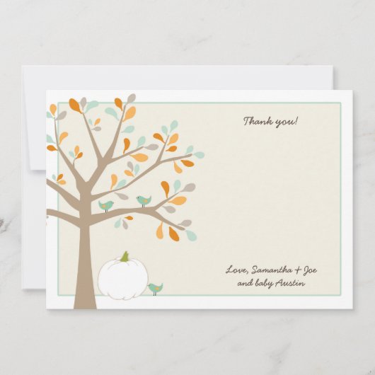 Witte pompoen herfst baby shower dank u uw opmerki notitiekaartje (Voorkant)