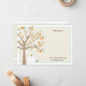 Witte pompoen herfst baby shower dank u uw opmerki notitiekaartje (Voorkant / Achterkant in situ)