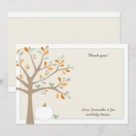 Witte pompoen herfst baby shower dank u uw opmerki notitiekaartje (Voorkant / Achterkant)