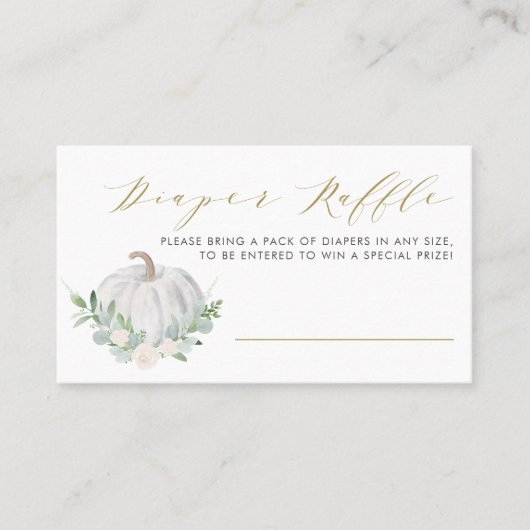 Witte pompoen Herfst Baby shower Dappere Raffle Ka Plaatskaartje (Voorkant)