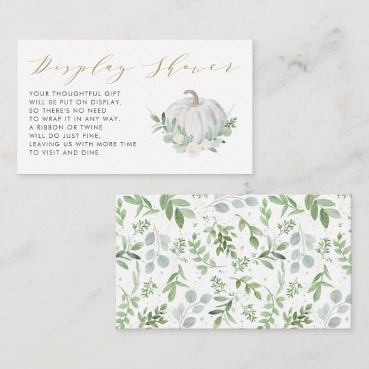Witte Pompoen Herfst Baby shower Display Douche Informatiekaartje (Voorkant / Achterkant)