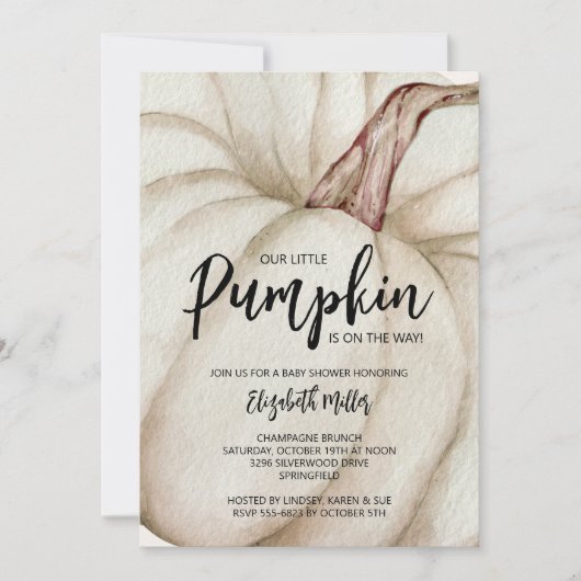 Witte Pompoen Herfst Baby shower Kaart (Voorkant)