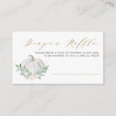 Witte Pompoen Herfst Baby shower Luier Raffle Game Informatiekaartje (Voorkant)