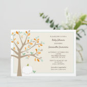 Witte pompoen herfst baby shower nodigt uit kaart (Staand voorkant)