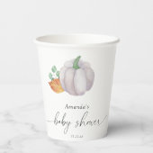 Witte pompoen herfst baby shower papieren bekers (Achterkant)