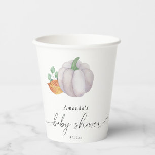 Witte pompoen herfst baby shower papieren bekers