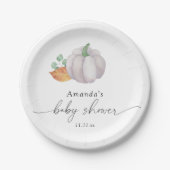Witte pompoen herfst baby shower papieren bordje (Voorkant)