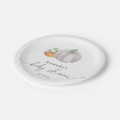 Witte pompoen herfst baby shower papieren bordje (Gekanteld)