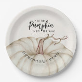 Witte Pompoen Herfst Baby shower Papieren Bordje (Voorkant)