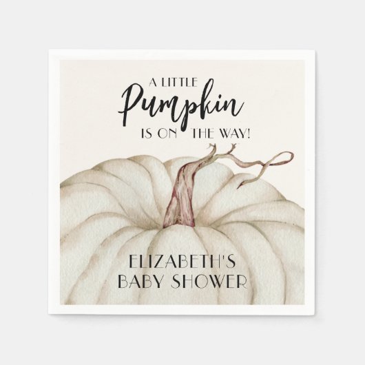 Witte Pompoen Herfst Baby shower Servet (Voorkant)