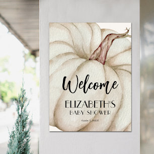 Witte Pompoen Herfst Baby shower Welkom Poster