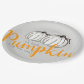 Witte pompoen herfst babydouchepapier bord (Gekanteld)