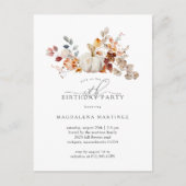 Witte Pompoen Herfst Bloemen 18e Verjaardagsfeest Uitnodiging Briefkaart (Voorkant)