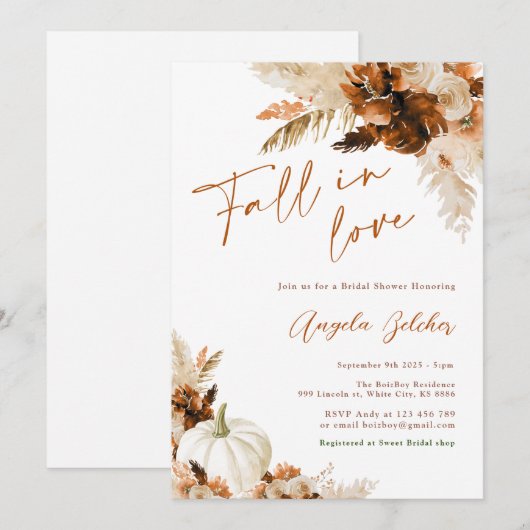 Witte Pompoen Herfst in Liefde Vrijgezellenfeest Kaart (Voorkant / Achterkant)