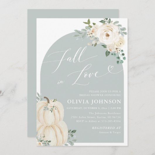 Witte Pompoen Herfst in Liefde Vrijgezellenfeest Kaart (Voorkant / Achterkant)