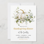 Witte Pompoen Herfst Thanksgiving Diner Feest Kaart (Voorkant)
