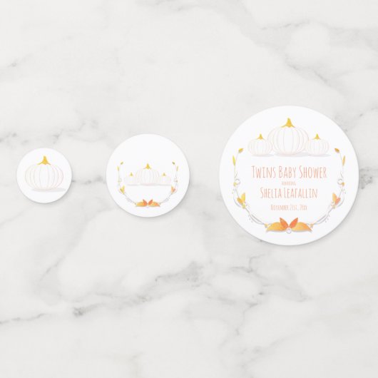 Witte Pompoen Herfst Twins Baby shower Confetti (Achterkanten)