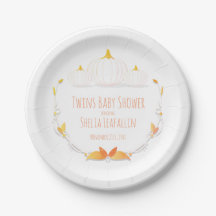 Witte Pompoen Herfst Twins Baby shower Papier Bord