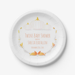Witte Pompoen Herfst Twins Baby shower Papier Bord