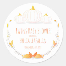 Witte Pompoen Herfst Twins Baby shower Sticker