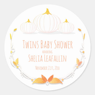Witte Pompoen Herfst Twins Baby shower Sticker