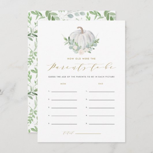 Witte pompoen Hoe oud waren de ouders spel Informatiekaartje (Voorkant / Achterkant)