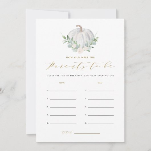 Witte pompoen Hoe oud waren de ouders spel Kaart (Voorkant)