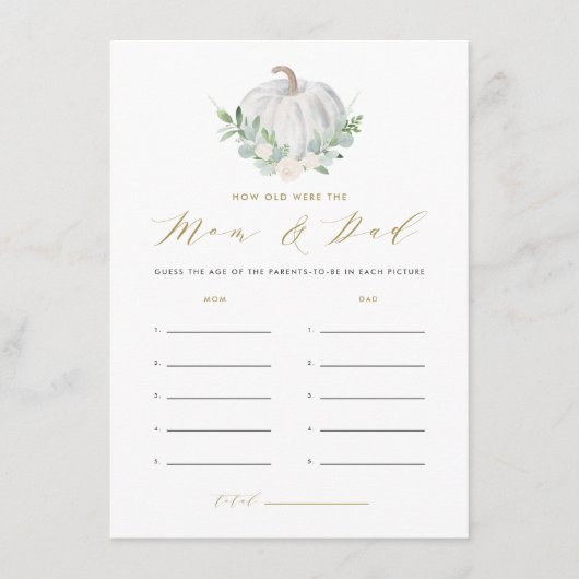 Witte pompoen Hoe oud waren mama en papa Kaart (Voorkant)